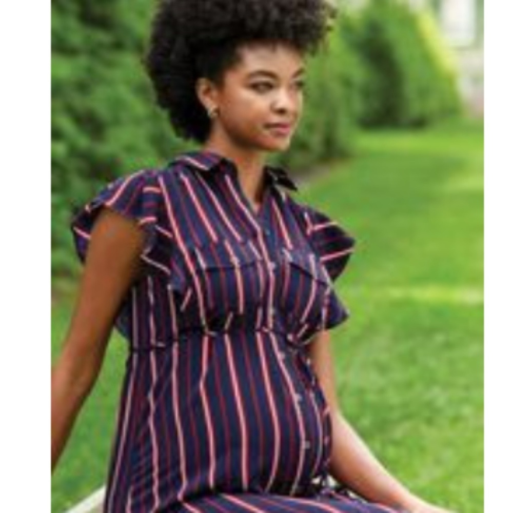 Motherhood button up mid length dress